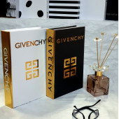 Givenchy Set, Openable Decorative Book Box, Fashion Fake Books, Home Decor, Set of Two, Black & Gold - White & Gold - 2