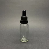 20ml, Şeffaf Cam Şişe, 24 adet, Cam Damlalıklı, Ecza şişesi, Propolis şişesi, Siyah Kapak Siyah Emzik - 1