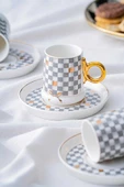 Acar Almond Gri 6 Kişilik Porselen Kahve Fincanı Takımı - 90 ml 0125 - 1