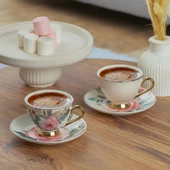 Porsima 101760 Birdy Gold Yaldızlı Desenli Fincan Takımı Porselen Türk Kahvesi 6 Kişilik 12 Parça - 2