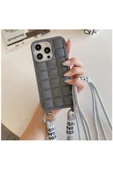 Apple Iphone 13 Pro Max Uyumlu Kılıf Boyun Askılı Rope Silikon Kılıf Gri thumbnail 1