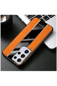 Samsung Galaxy S23 Ultra Uyumlu Kılıf Premium Deri Kılıf Turuncu thumbnail 2