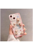 Apple Iphone 14 Uyumlu Kılıf Bear And Rabbit Silikon Kılıf Lila thumbnail 3