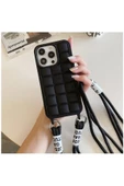 Apple Iphone 14 Pro Max Uyumlu Kılıf Boyun Askılı Crossbody Silikon Kılıf Siyah thumbnail 1