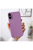 Apple iPhone X Uyumlu Kılıf Zebana Woven Silikon Kılıf Lila thumbnail 1