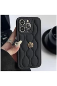 Apple iPhone 16 Pro Uyumlu Kılıf Zebana Camellia Deri Kılıf Siyah - 1