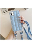 Apple iPhone 11 Uyumlu Kılıf Zebana Boyun Askılı Rope Silikon Kılıf Açık Mavi - 1