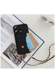 Xiaomi Redmi Note 13 Pro 5g Uyumlu Kılıf Boyun Askılı Deri Kılıf Siyah thumbnail 1