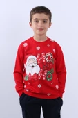 ÇOCUK YILBAŞI SWEAT NOEL BABA VE KAR TANESİ BASKILI RİBANALI E29 thumbnail 1