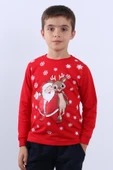 ÇOCUK YILBAŞI SWEAT NOEL BABA VE KAR TANESİ BASKILI RİBANALI E15 - 1