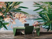 Pembe Çiçek ve Deniz Manzaralı Duvar Kağıdı thumbnail 4