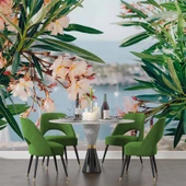 Pembe Çiçek ve Deniz Manzaralı Duvar Kağıdı thumbnail 5