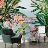 Pembe Çiçek ve Deniz Manzaralı Duvar Kağıdı thumbnail 6