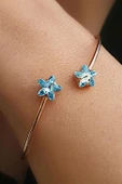 Swarovski Taşlı 925 Ayar Gümüş Rose Yıldız Bileklik - 1