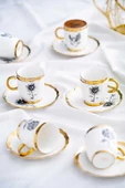 Acar Melody 6 Kişilik Porselen Kahve Fincanı Takımı 90 ml 5142 Gold Model-2 - 1
