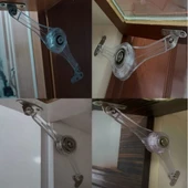 Kalkar / Düşer Mobilya Kapak Makası | Şeffaf Plastik, Cırcırlı Dolap Pistonu 2 Adet - 3