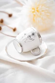 Acar Melody 6 Kişilik Porselen Kahve Fincanı Takımı 90 ml 5142 Silver Model-1 - 1