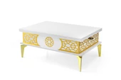 SEFA HOME PREMİUM DEKORLU SİHİRLİ SEHPA BEYAZ-GOLD DETAY - 5