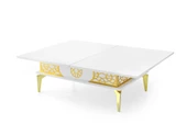 SEFA HOME PREMİUM DEKORLU SİHİRLİ SEHPA BEYAZ-GOLD DETAY - 2