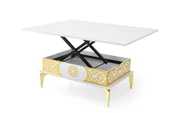 SEFA HOME PREMİUM DEKORLU SİHİRLİ SEHPA BEYAZ-GOLD DETAY - 6