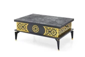 SEFA HOME PREMİUM DEKORLU SİHİRLİ SEHPA SİYAH MERMER-GOLD DETAY - 1