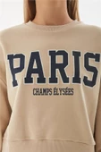FASHION FRIENDS KADIN BASKILI CROP SWEAT 24K0053K1 - 4