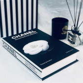 CHANEL WHITE ROSE OPENABLE DECORATIVE BOOK BOX BLACK & WHITE - 2