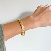 BZ Altın Kaplama Zirkon Taşlı Kadın Spor Kelepçe BLZ-528 - 2