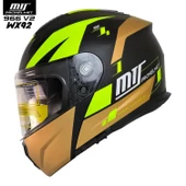 MTS 966 WX92 ÇENE AÇILIR MAT SİYAH-NEON-GOLD KASK - 1