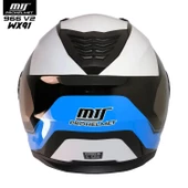 MTS 966 WX91 ÇENE AÇILIR SİYAH-BEYAZ-MAVİ KASK thumbnail 4