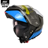 MTS 966 WX91 ÇENE AÇILIR SİYAH-BEYAZ-MAVİ KASK thumbnail 2