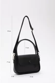 Siyah Shk97 Suni Deri Ön Cep Detaylı 2 Bölmeli Ayarlanabilir Askılı El,kol Ve Omuz Çantası U:17 E:23 thumbnail 2
