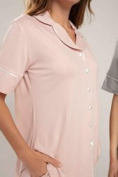 Bone Club 5200 Pudra Noktalı Önden Düğmeli Lohusa Pijama Tk thumbnail 2