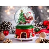 Yılbaşı Yeniyıl Hediyelik Büyük Boy Püskürtmeli Kar Küresi NOEL BABA Yılbaşı Hediyesi Üflemeli Kar Küresi thumbnail 2