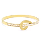 BZ Altın Kaplama Zirkon Taşlı Buğday Model Kadın Spor Kelepçe BLZ-532 - 4