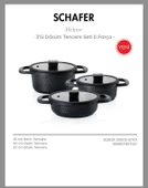 Schafer Hektor 3 lü Döküm Tencere Seti 6 Parça Siyah thumbnail 2