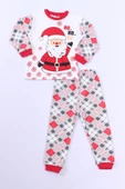 ÇOCUK YILBAŞI PİJAMA TAKIMI NOEL BABA BASKILI RİBANALI D8 thumbnail 5