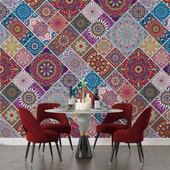 Rengarenk Çini Mandala Desenli Duvar Kağıdı - 5