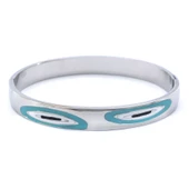 BZ 316L Çelik Nazar Boncuğu Kadın Spor Kelepçe BLZ-517 - 5