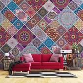 Rengarenk Çini Mandala Desenli Duvar Kağıdı - 1
