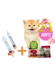 Evcil Hayvan Mini Silikon Meme besleme ucu 2 adet ve 1 adet kedi süt tozu hediyeli - 1