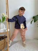 ERKEK ÇOCUK ÇANTA MODELLİ 3 İPLİK ŞARDONLU KALIN KIŞLIK EŞOFMAN TAKIMI - 3