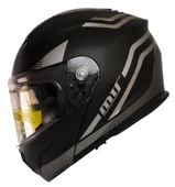 MTS 966 WX20 GREY ÇENE AÇILIR MAT SİYAH-GRİ KASK - 1