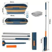 Periboia Lüks Katlanabilir Tekerli  Kovalı Kendini Sıkabilen Mop – Ev Tavan  Mutfak Zemin İçin Pratik Mop - 4