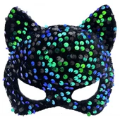 Periboia Siyah Kadife Mavi Yeşil Parti Maskesi - 2