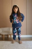 KIZ ÇOCUK STİTCH MODELLİ 3 İPLİK ŞARDONLU KALIN KIŞLIK EŞOFMAN TAKIMI - 3