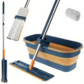 Periboia Lüks Katlanabilir Tekerli  Kovalı Kendini Sıkabilen Mop – Ev Tavan  Mutfak Zemin İçin Pratik Mop - 5