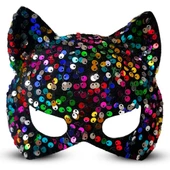 Periboia Siyah Kadife Payetli Parti Maskesi thumbnail 1