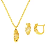 Burgulu Kolye Küpeli 14 Ayar Altın Takı Seti thumbnail 1