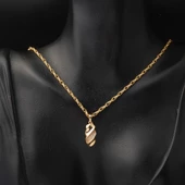 Burgulu Kolye Küpeli 14 Ayar Altın Takı Seti thumbnail 4